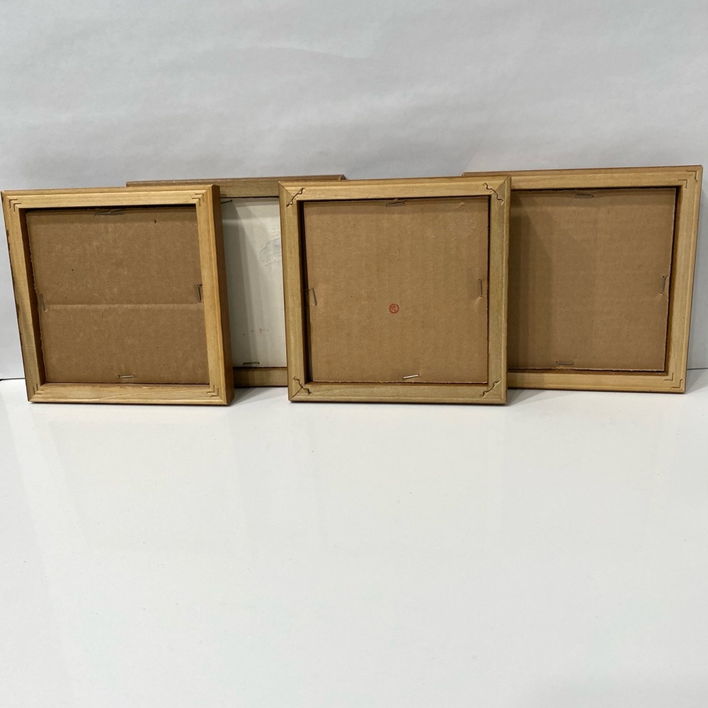 Frames- Wall Art set of 4 “Watering pot Flowers” watercolor art pictures. 6”X6”. - Picture 6 of 7